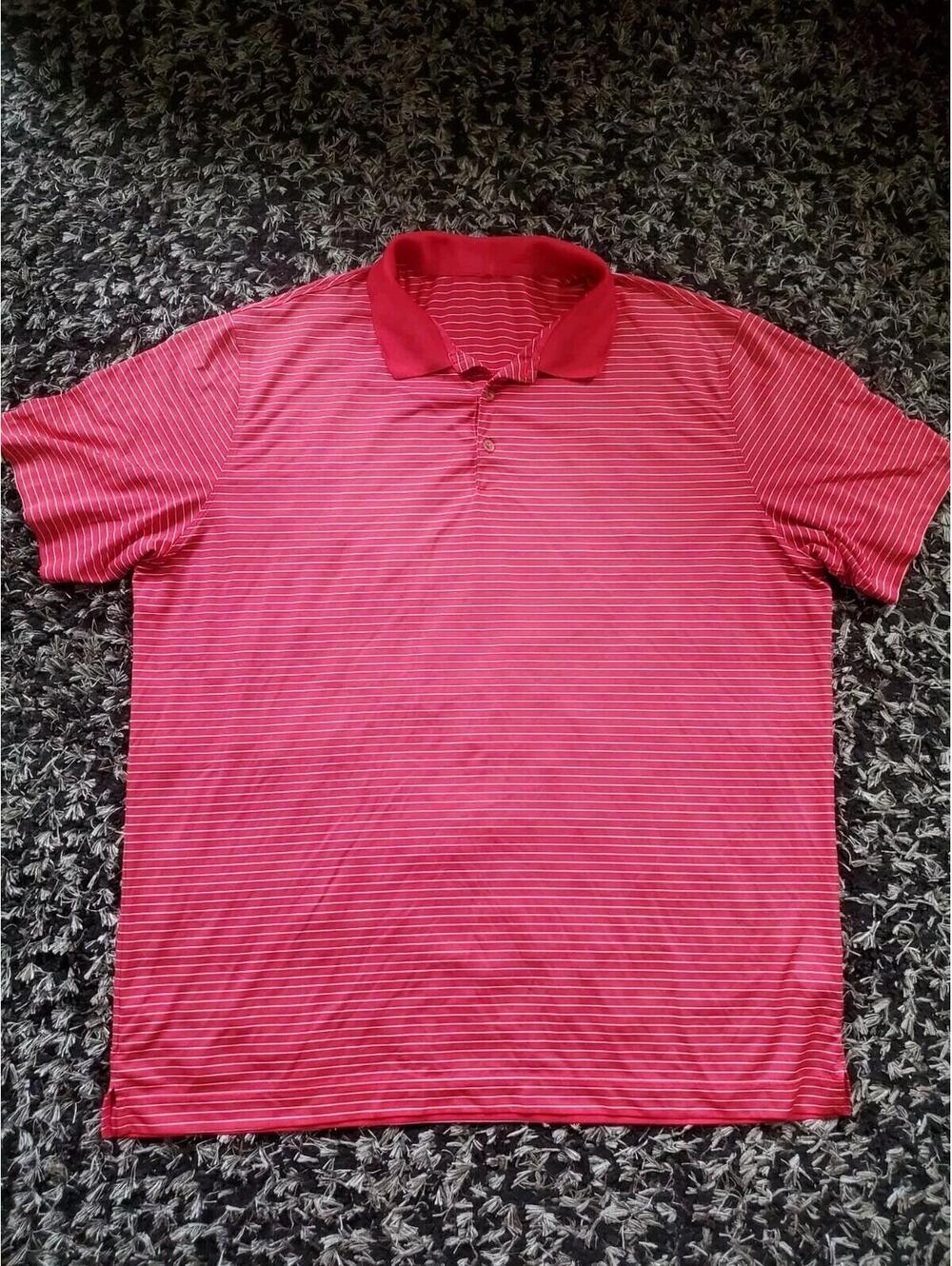 Nike Golf Polo 2XL Red White Striped Stretch Comfort